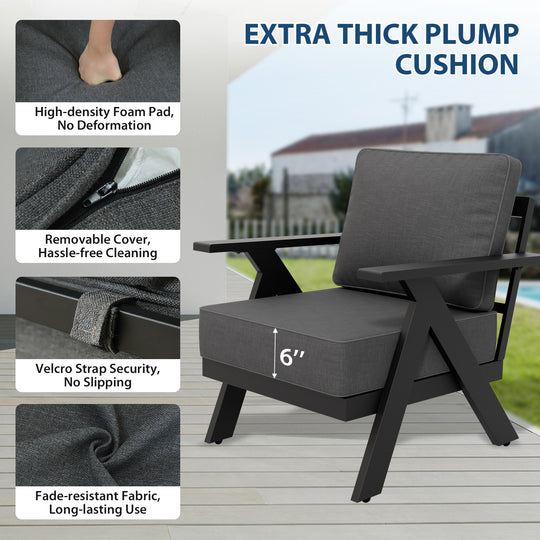 COOS BAY Iron Luxe Modern Outdoor Patio Chairs Set of 2/4