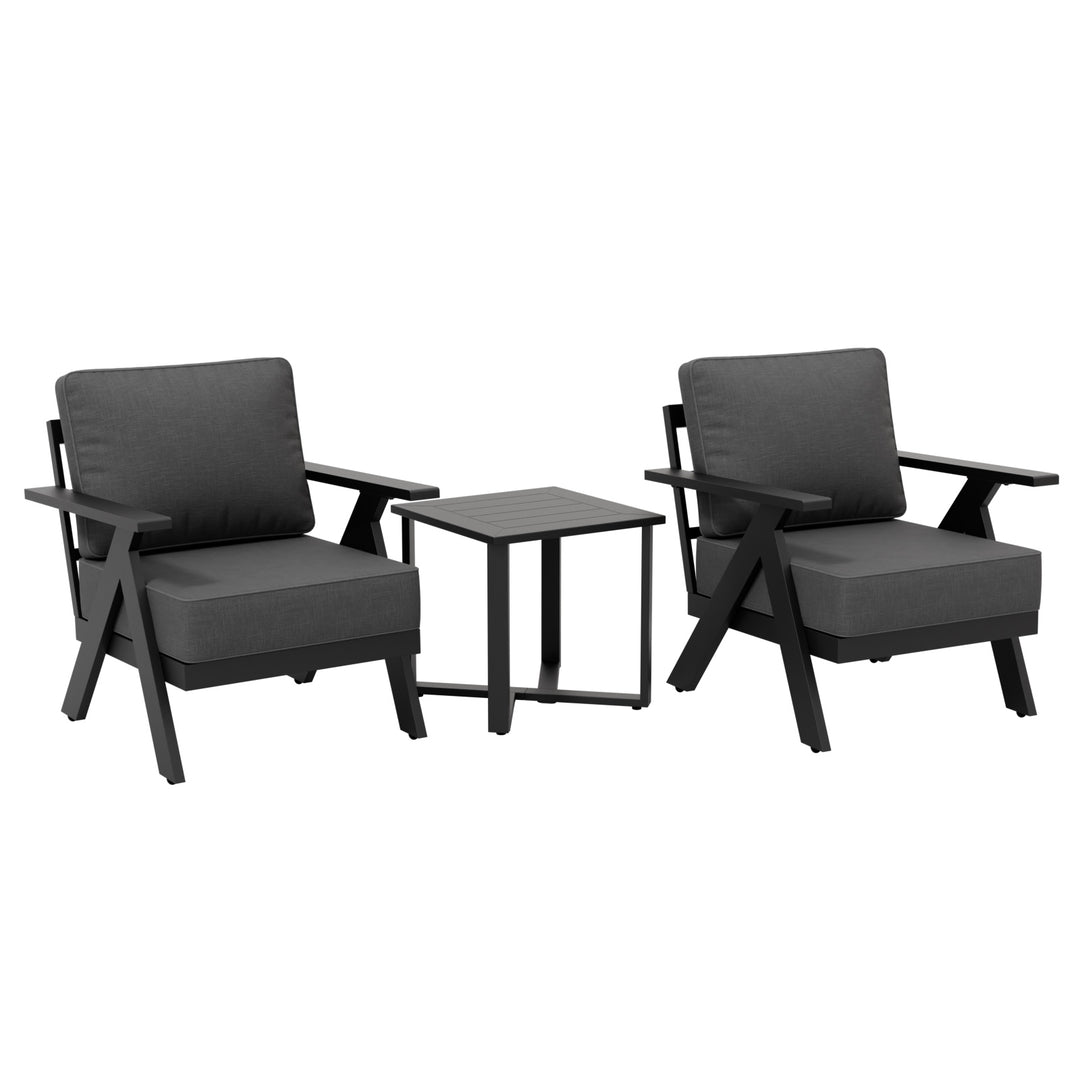 COOS BAY Iron Luxe Modern 3 Piece Outdoor Bistro Set