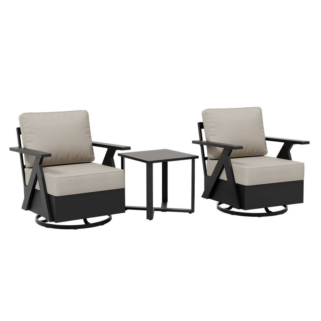 COOS BAY Iron Luxe Modern 3 Piece Outdoor Bistro Set