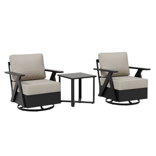 COOS BAY Iron Luxe Modern 3 Piece Outdoor Bistro Set