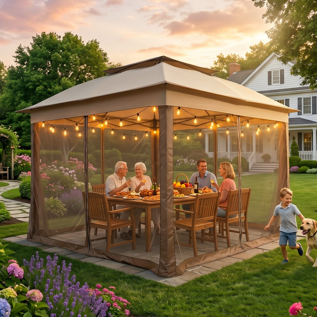 COOS BAY 11x11 Pop Up Gazebo with Mesh Netting