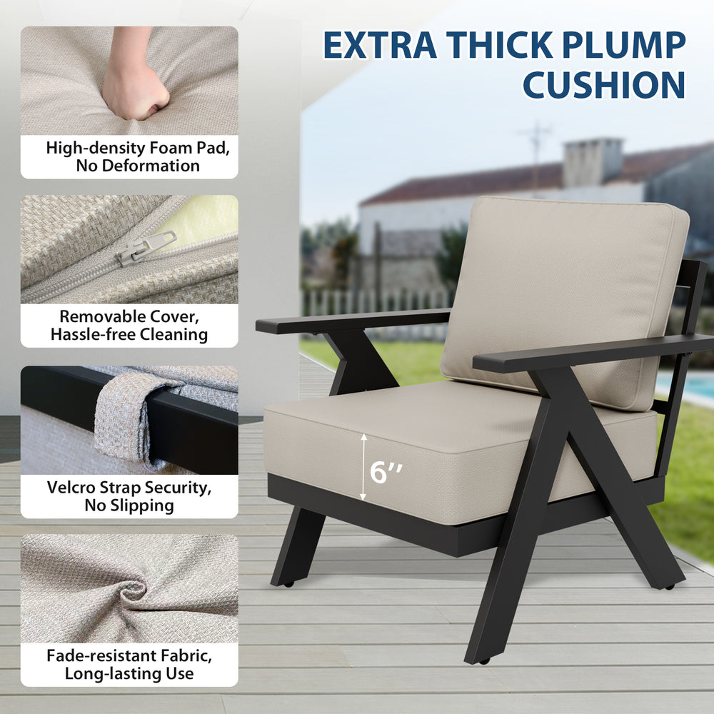 COOS BAY Iron Luxe Modern Outdoor Patio Chairs Set of 2/4