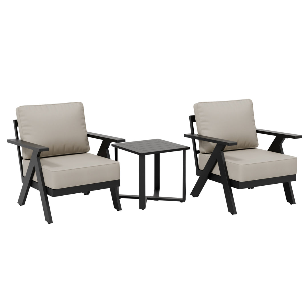 COOS BAY Iron Luxe Modern 3 Piece Outdoor Bistro Set