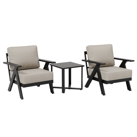 COOS BAY Iron Luxe Modern 3 Piece Outdoor Bistro Set