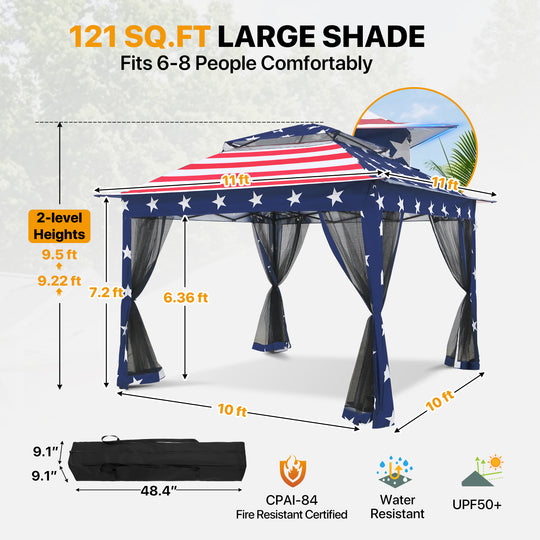 COOS BAY 11x11 Pop Up Gazebo with Mesh Netting
