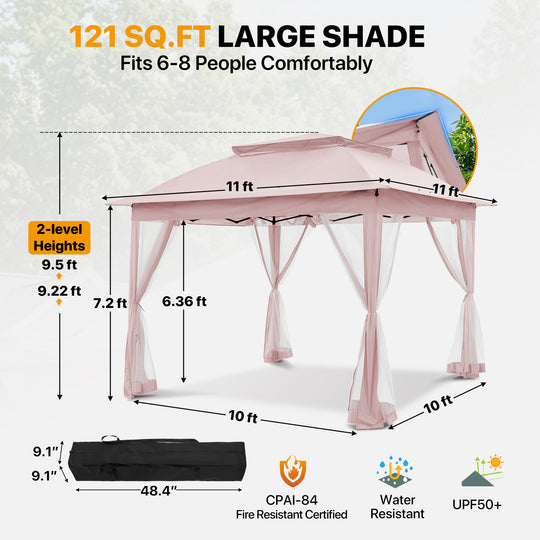 COOS BAY 11x11 Pop Up Gazebo with Mesh Netting