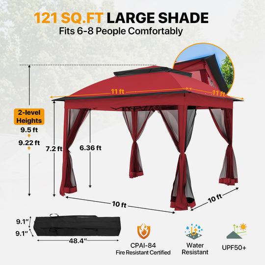 COOS BAY 11x11 Pop Up Gazebo with Mesh Netting