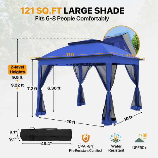 COOS BAY 11x11 Pop Up Gazebo with Mesh Netting