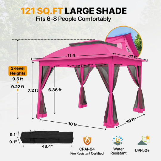 COOS BAY 11x11 Pop Up Gazebo with Mesh Netting