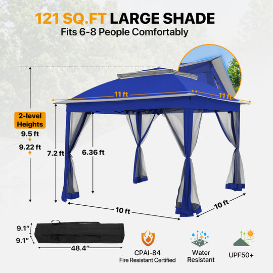 COOS BAY 11x11 Pop Up Gazebo with Mesh Netting