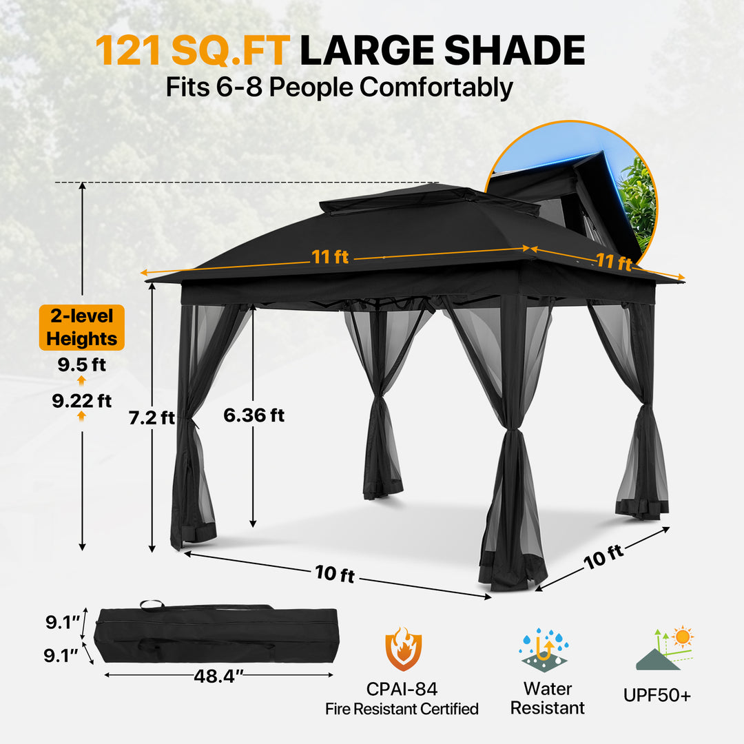 COOS BAY 11x11 Pop Up Gazebo with Mesh Netting