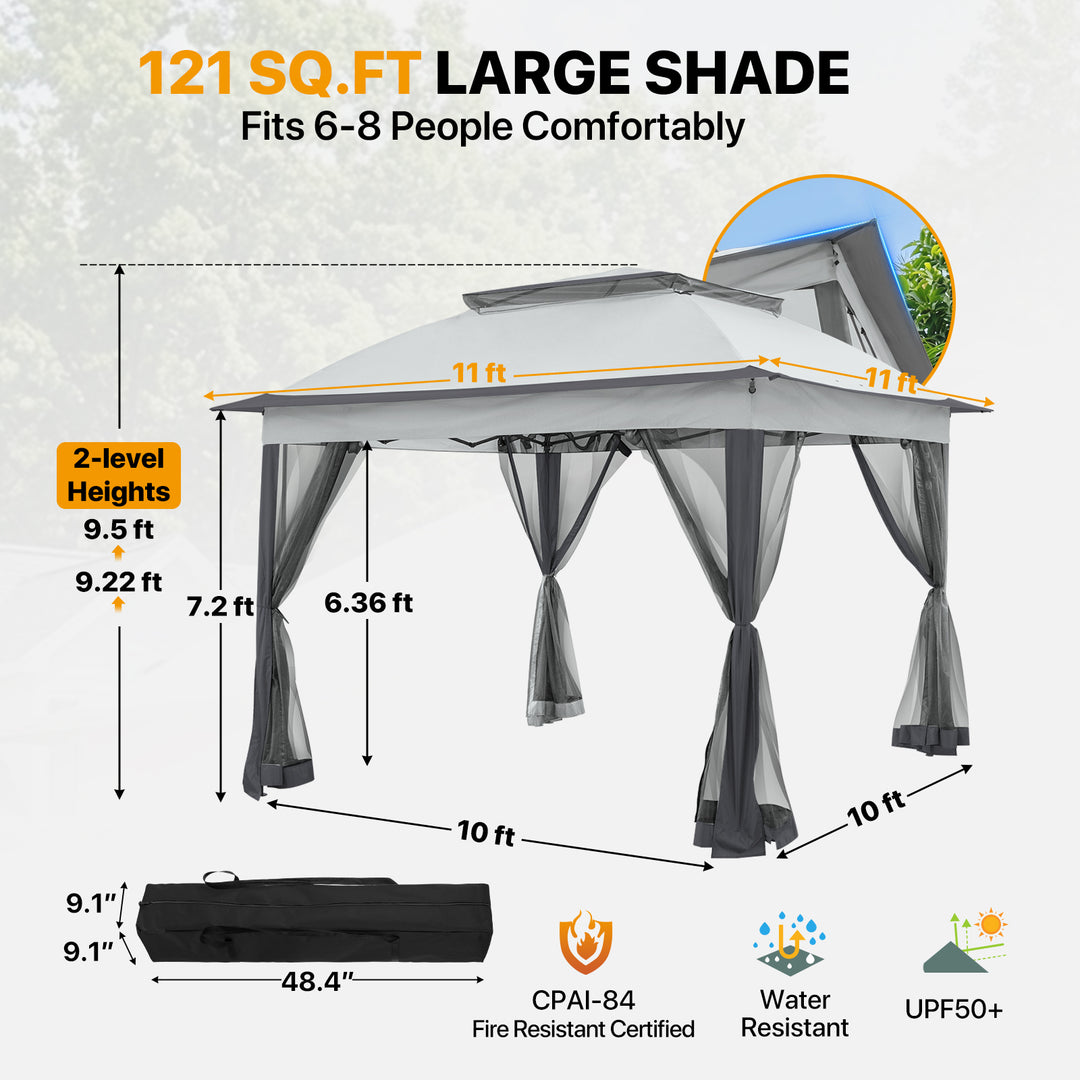 COOS BAY 11x11 Pop Up Gazebo with Mesh Netting