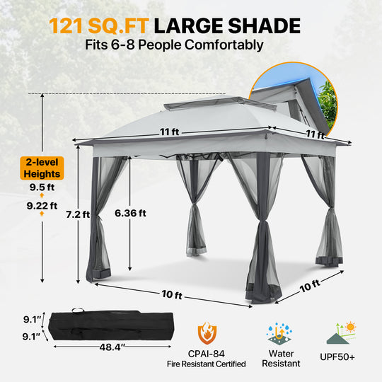 COOS BAY 11x11 Pop Up Gazebo with Mesh Netting