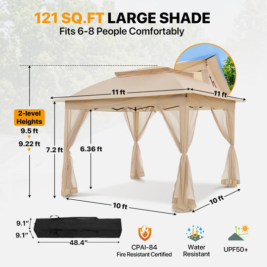 COOS BAY 11x11 Pop Up Gazebo with Mesh Netting