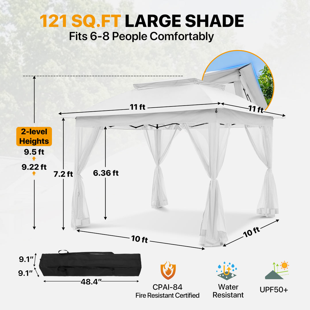 COOS BAY 11x11 Pop Up Gazebo with Mesh Netting