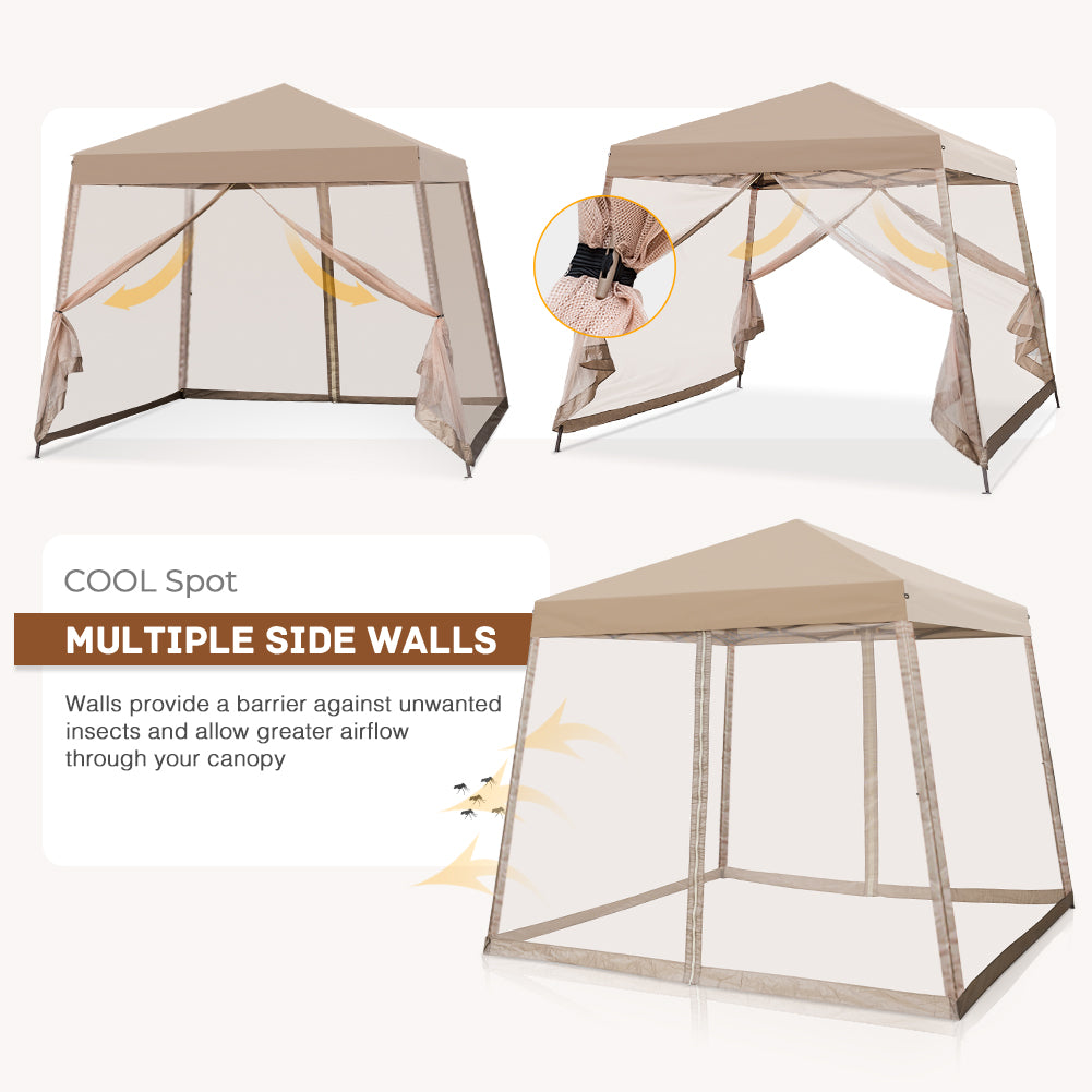 COOS BAY 10' x 10' Slant Leg Pop Up Canopy Tent (8x8 Top)