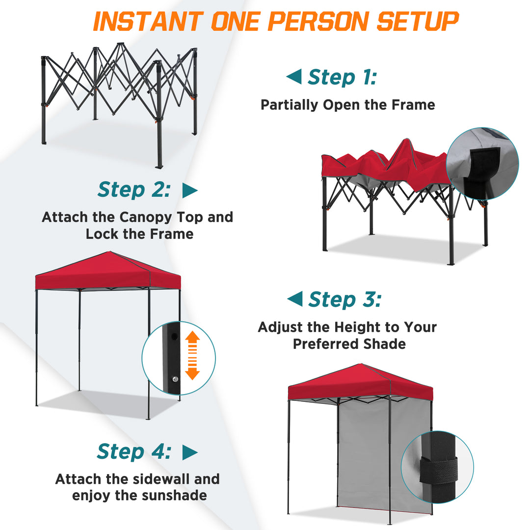 COOS BAY Pop Up Canopy Tent 6x4 with One Removable Sun Wall