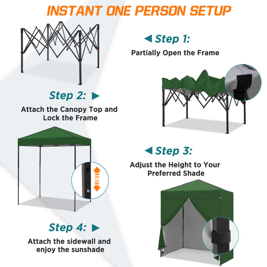 COOS BAY Pop Up Canopy Tent 6x4 with Four Removable Sun Walls