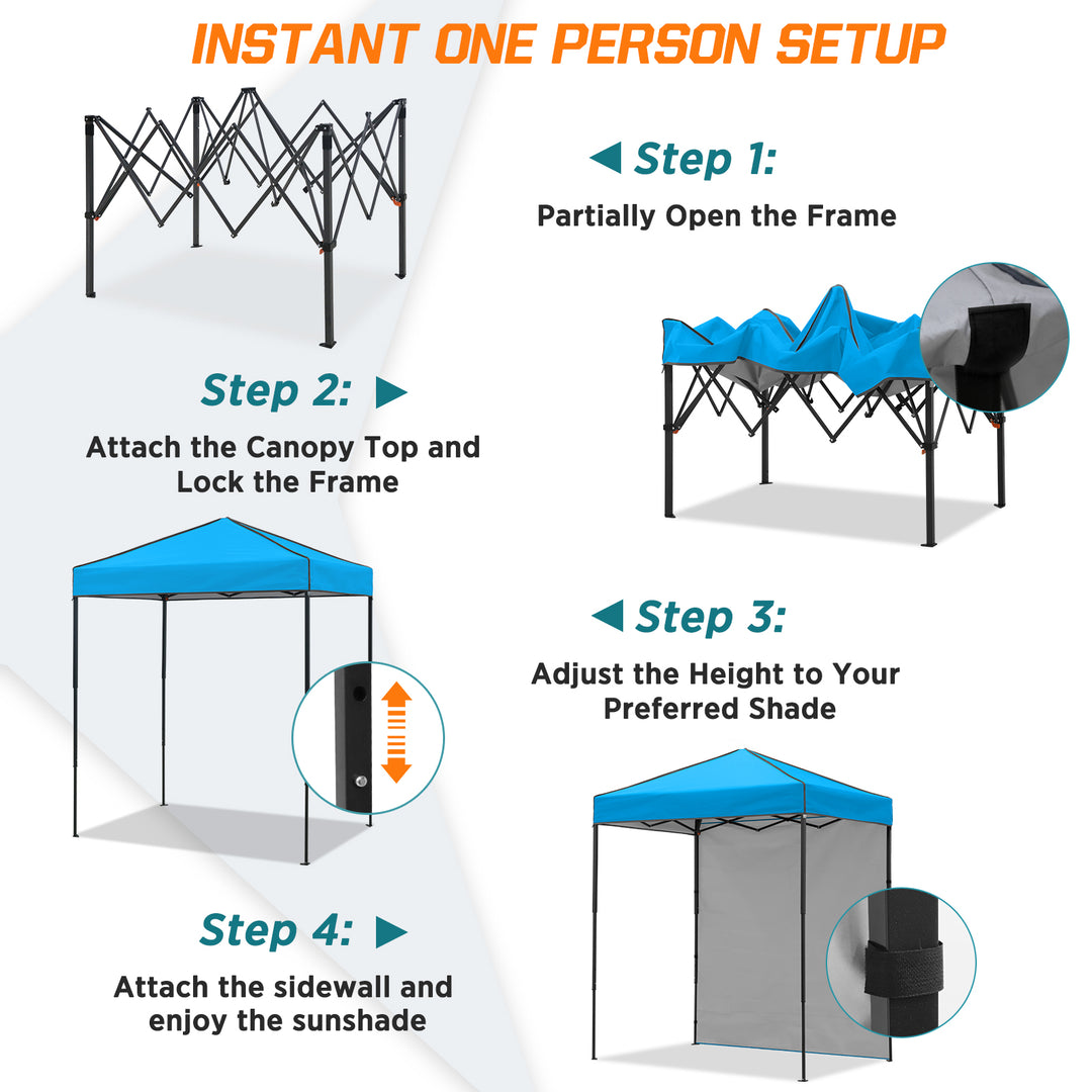 COOS BAY Pop Up Canopy Tent 6x4 with One Removable Sun Wall