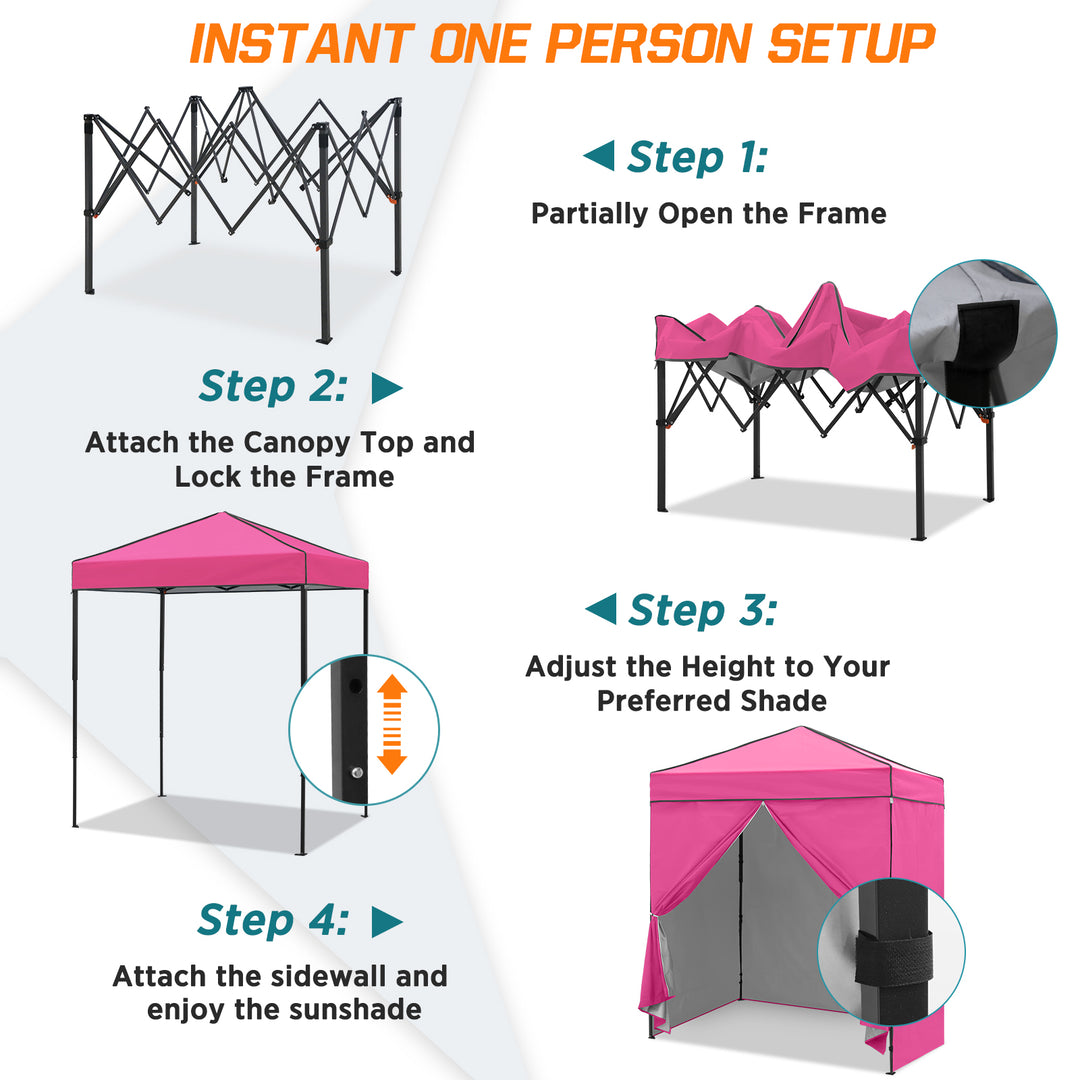 COOS BAY Pop Up Canopy Tent 6x4 with Four Removable Sun Walls