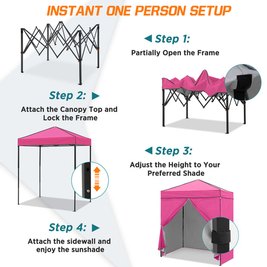 COOS BAY Pop Up Canopy Tent 6x4 with Four Removable Sun Walls