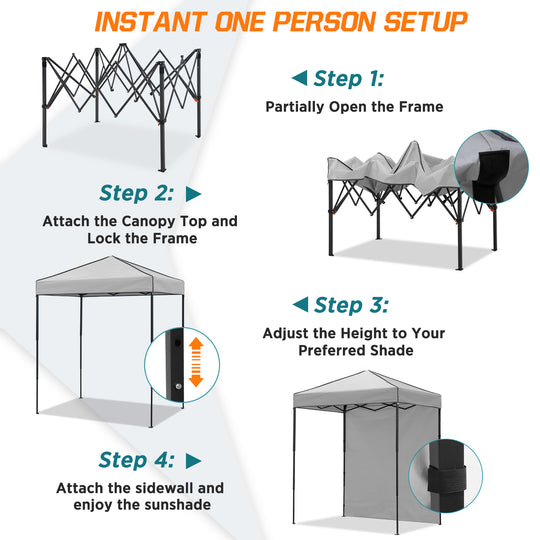 COOS BAY Pop Up Canopy Tent 6x4 with One Removable Sun Wall