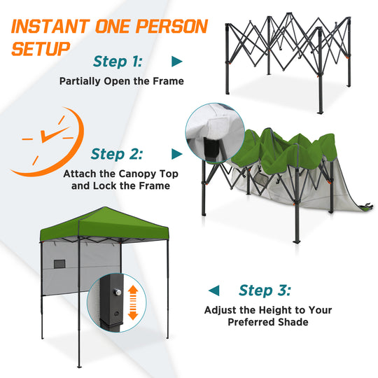 COOS BAY Pop Up Canopy Tent 6x4 with Adjustable Sun Wall