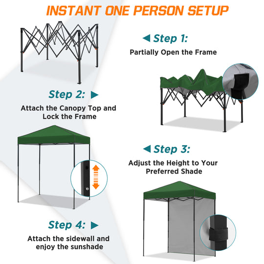 COOS BAY Pop Up Canopy Tent 6x4 with One Removable Sun Wall