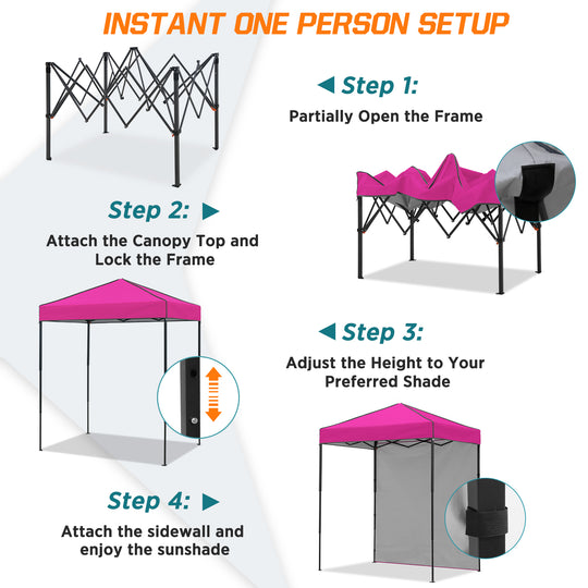 COOS BAY Pop Up Canopy Tent 6x4 with One Removable Sun Wall