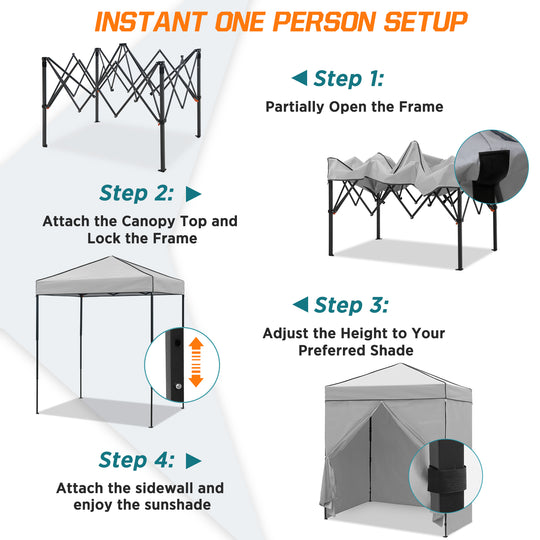 COOS BAY Pop Up Canopy Tent 6x4 with Four Removable Sun Walls