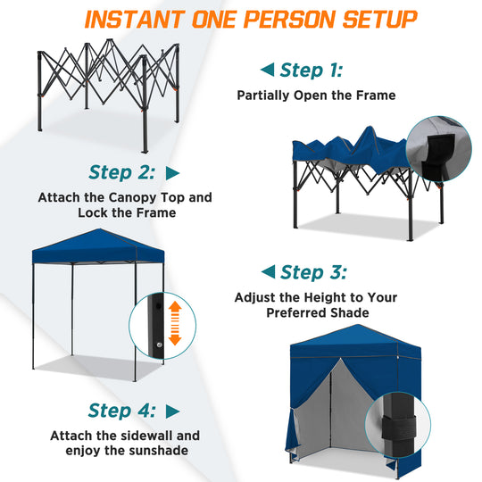 COOS BAY Pop Up Canopy Tent 6x4 with Four Removable Sun Walls