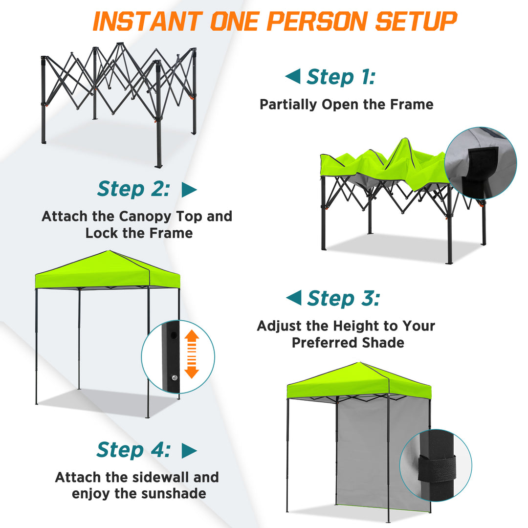 COOS BAY Pop Up Canopy Tent 6x4 with One Removable Sun Wall