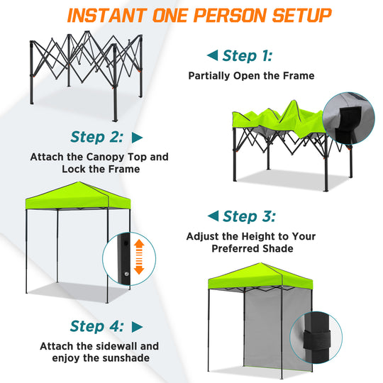 COOS BAY Pop Up Canopy Tent 6x4 with One Removable Sun Wall
