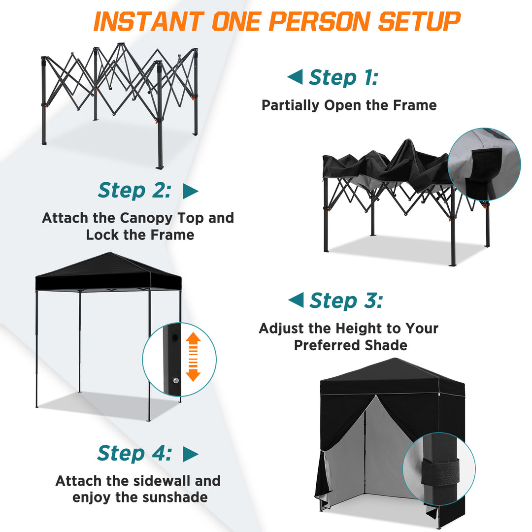 COOS BAY Pop Up Canopy Tent 6x4 with Four Removable Sun Walls