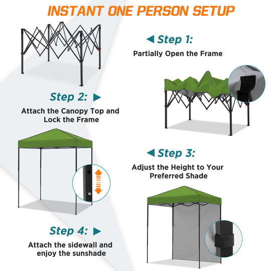 COOS BAY Pop Up Canopy Tent 6x4 with One Removable Sun Wall