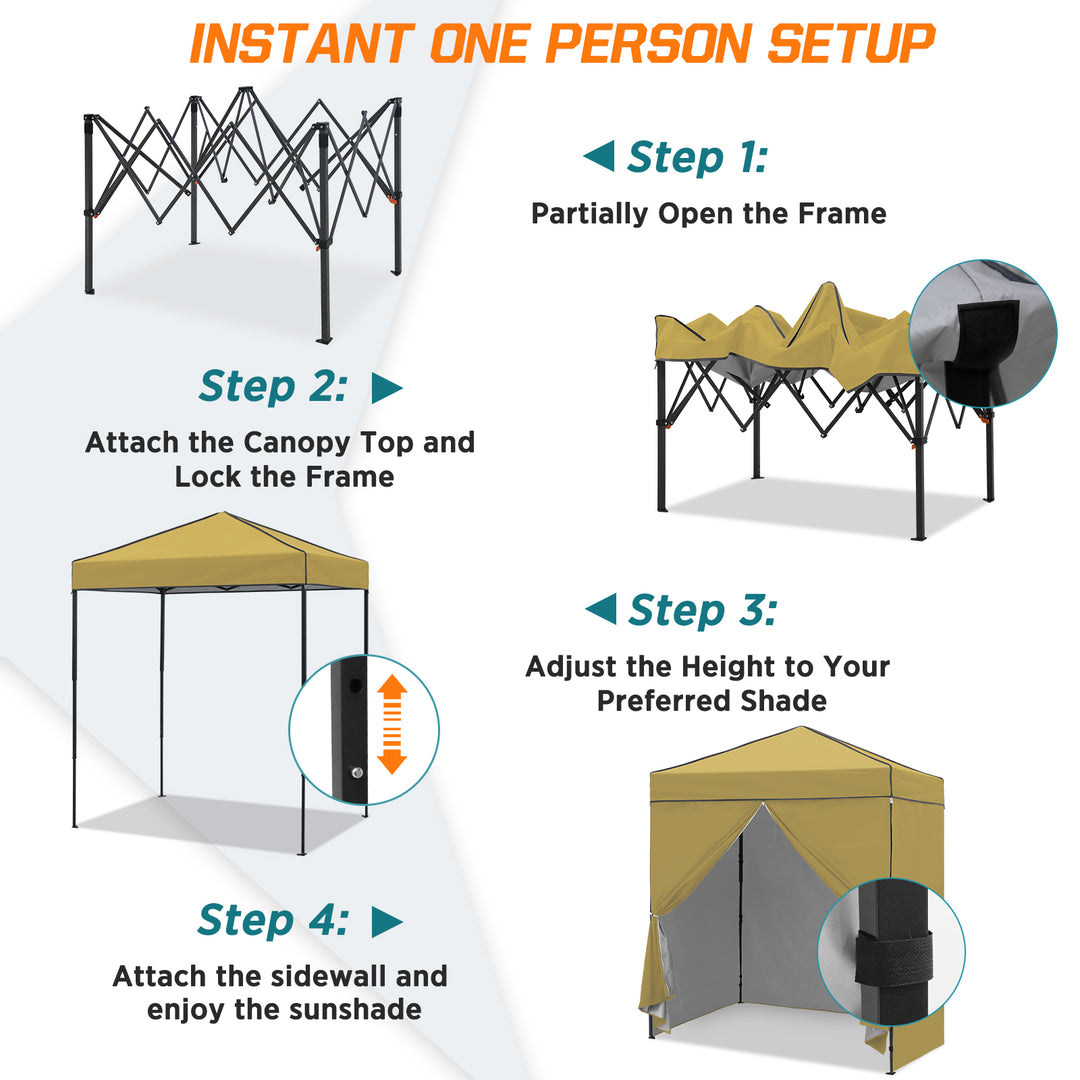 COOS BAY Pop Up Canopy Tent 6x4 with Four Removable Sun Walls