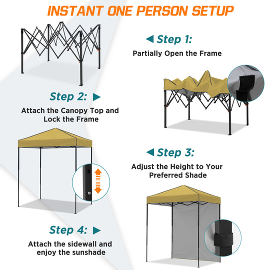 COOS BAY Pop Up Canopy Tent 6x4 with One Removable Sun Wall