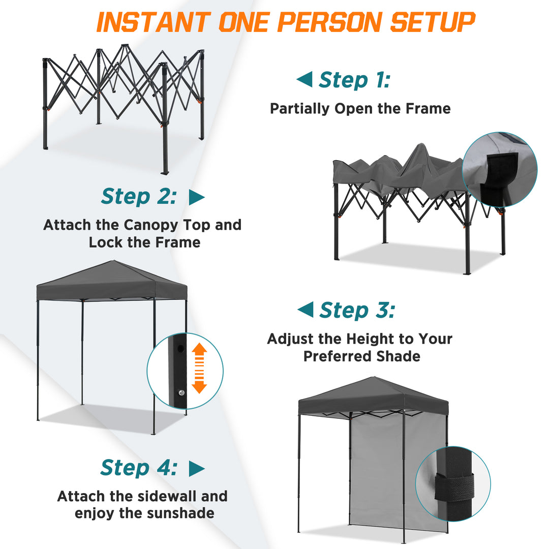COOS BAY Pop Up Canopy Tent 6x4 with One Removable Sun Wall