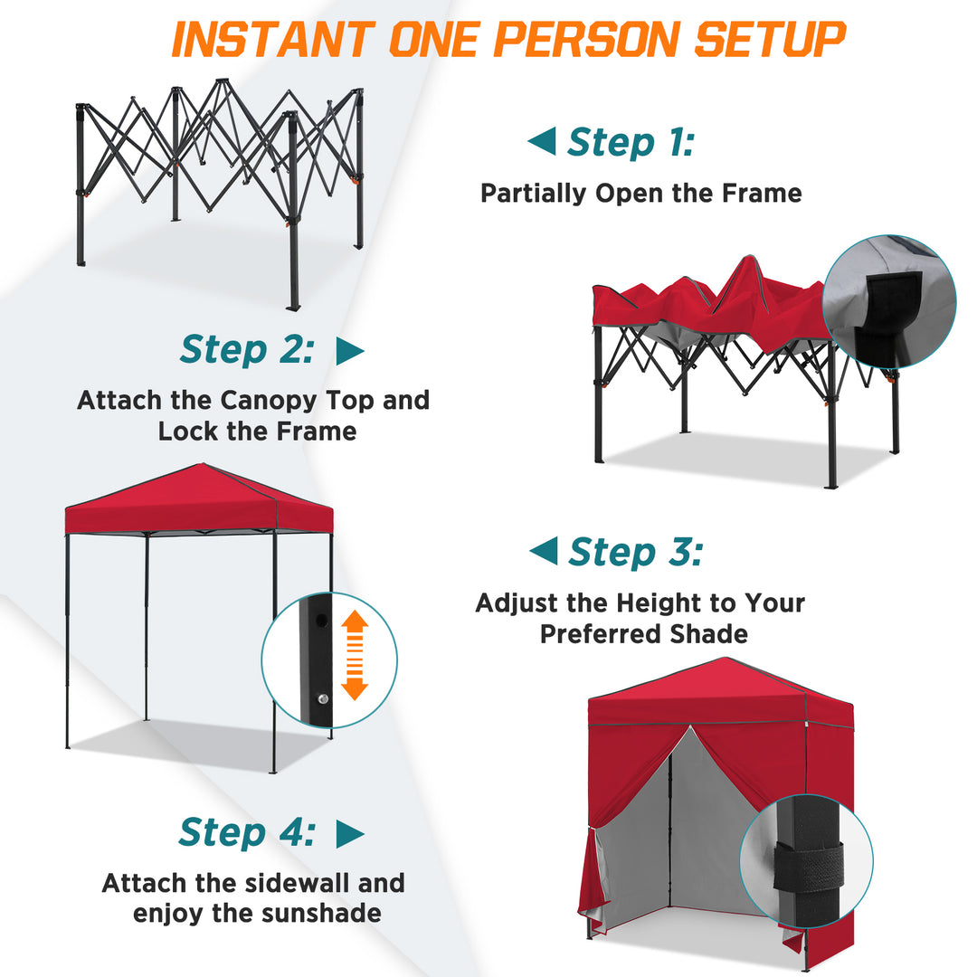 COOS BAY Pop Up Canopy Tent 6x4 with Four Removable Sun Walls