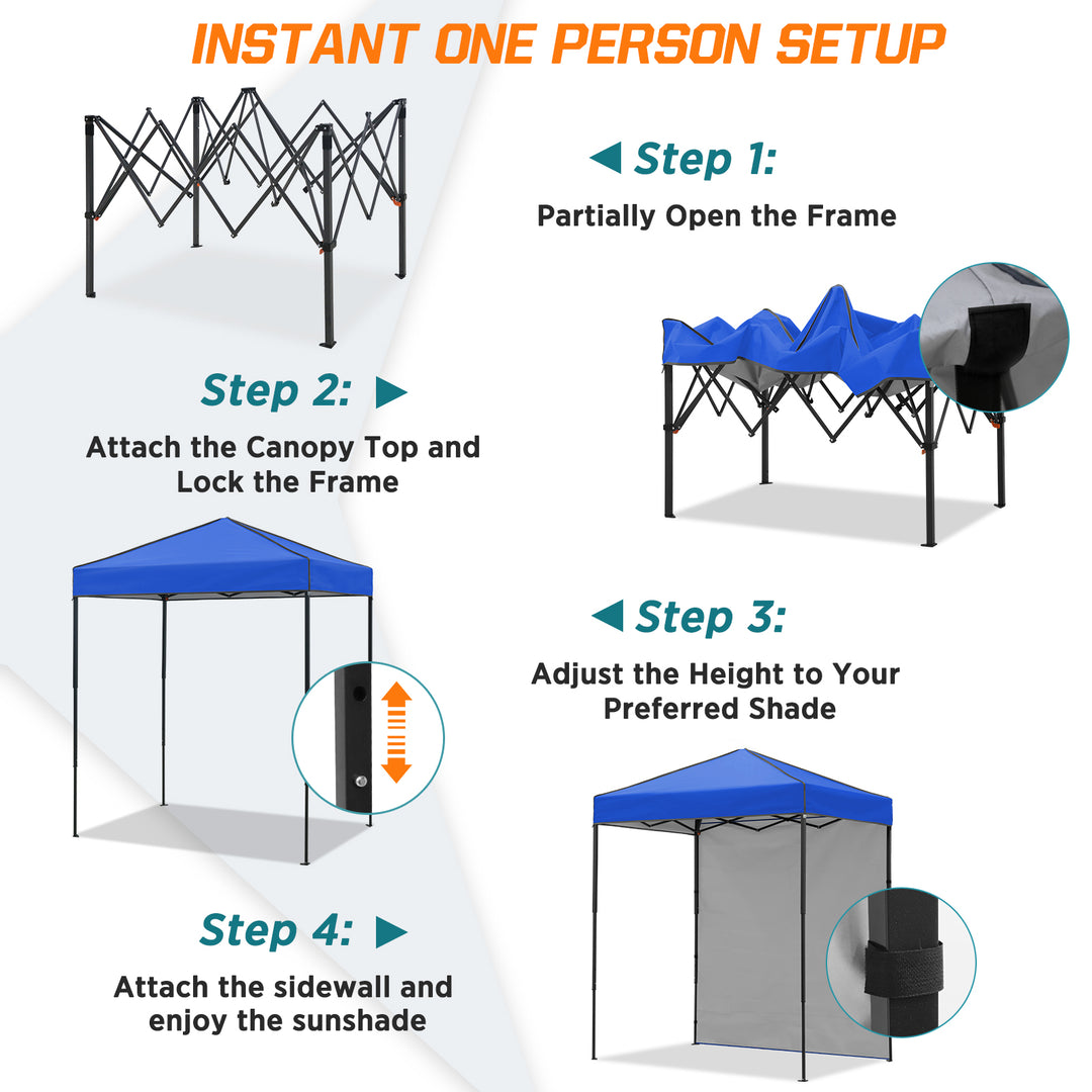 COOS BAY Pop Up Canopy Tent 6x4 with One Removable Sun Wall