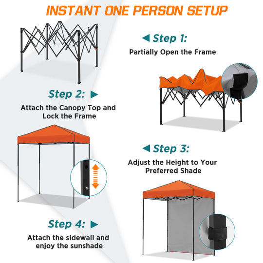 COOS BAY Pop Up Canopy Tent 6x4 with One Removable Sun Wall