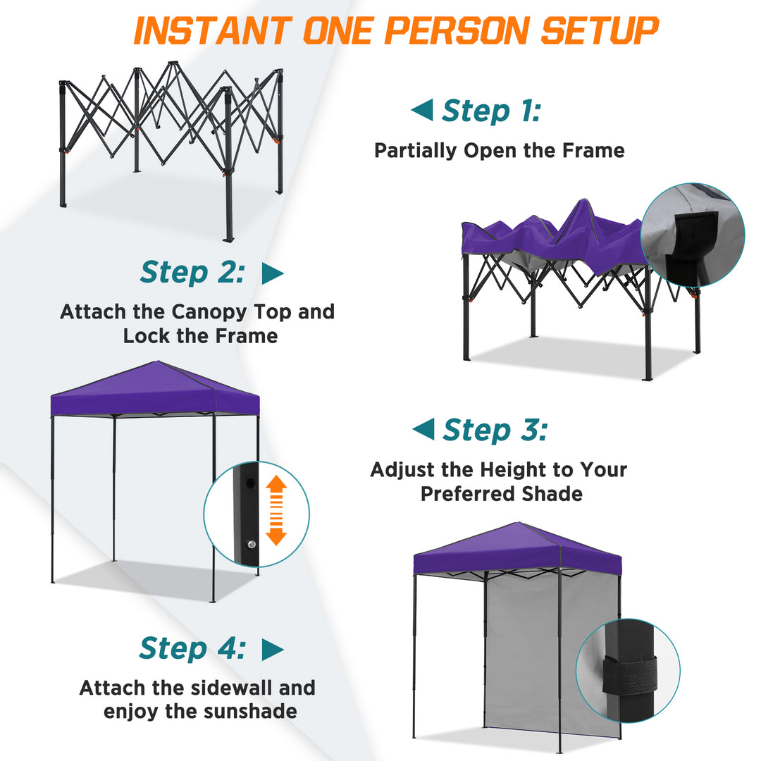 COOS BAY Pop Up Canopy Tent 6x4 with One Removable Sun Wall