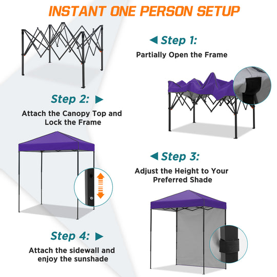 COOS BAY Pop Up Canopy Tent 6x4 with One Removable Sun Wall