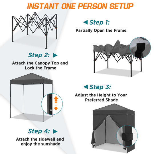 COOS BAY Pop Up Canopy Tent 6x4 with Four Removable Sun Walls