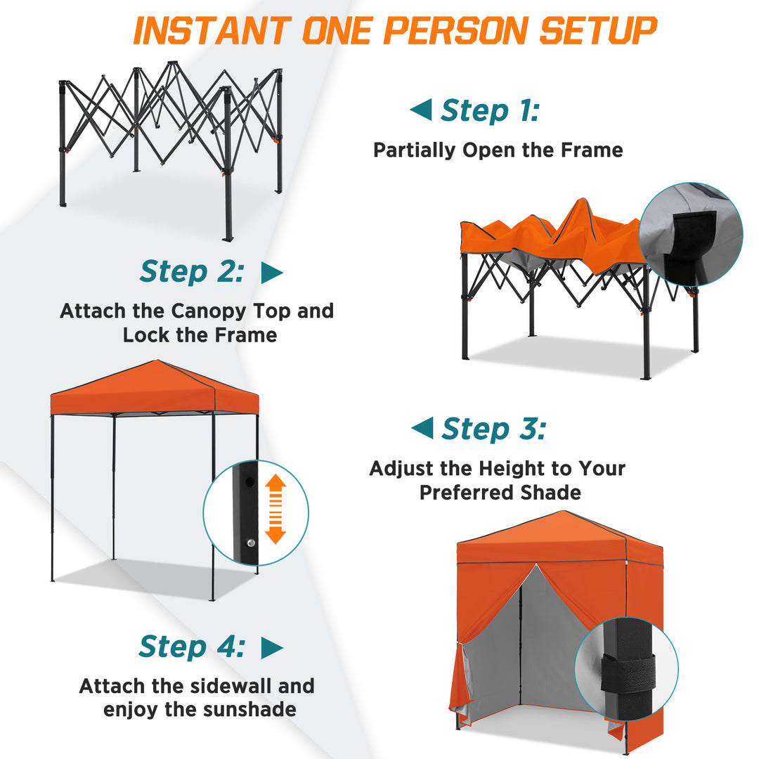 COOS BAY Pop Up Canopy Tent 6x4 with Four Removable Sun Walls