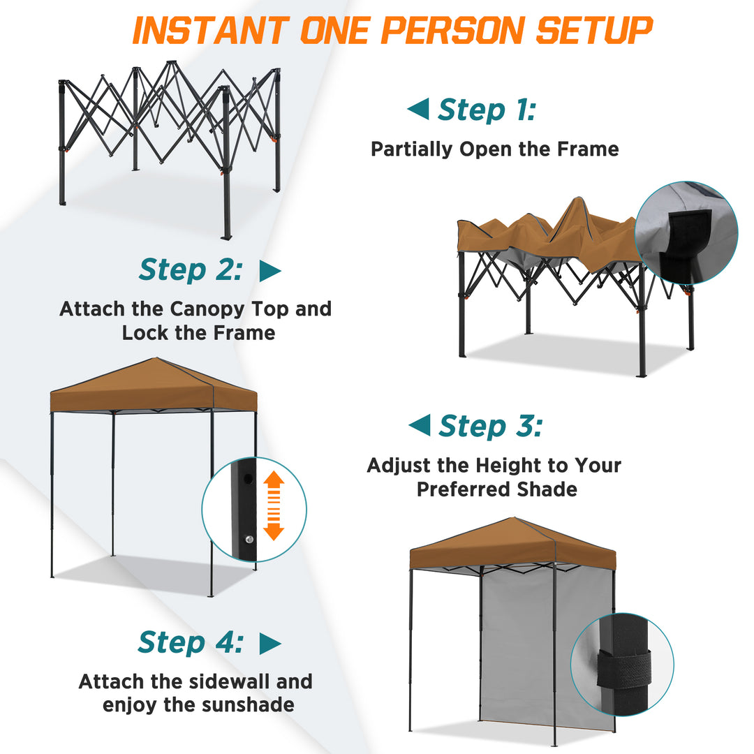 COOS BAY Pop Up Canopy Tent 6x4 with One Removable Sun Wall