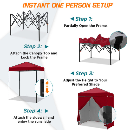 COOS BAY Pop Up Canopy Tent 6x4 with Four Removable Sun Walls