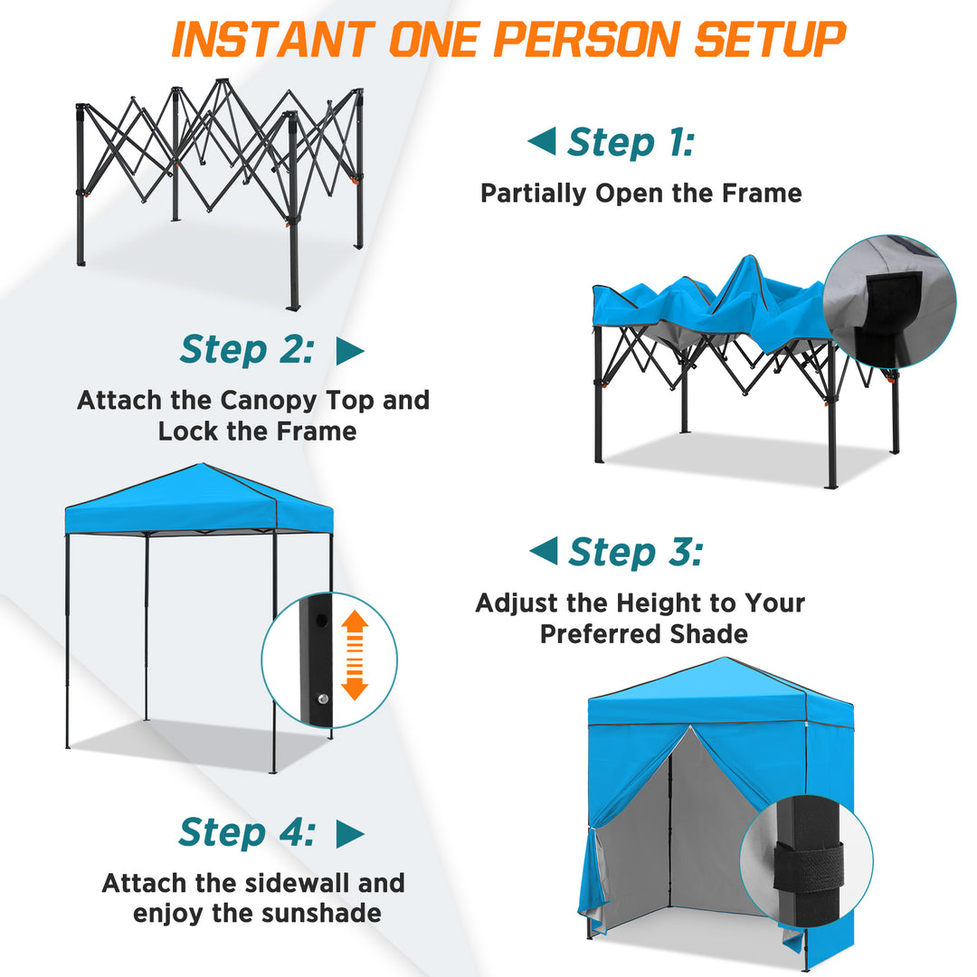 COOS BAY Pop Up Canopy Tent 6x4 with Four Removable Sun Walls
