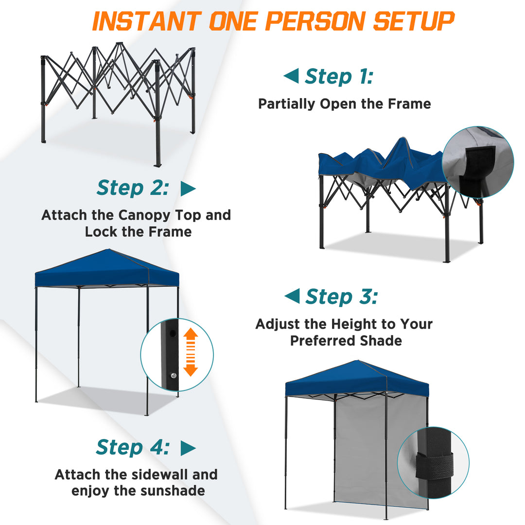 COOS BAY Pop Up Canopy Tent 6x4 with One Removable Sun Wall