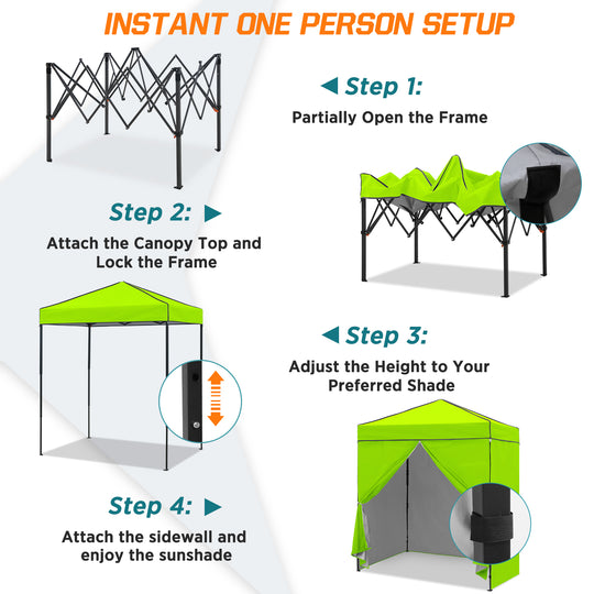 COOS BAY Pop Up Canopy Tent 6x4 with Four Removable Sun Walls